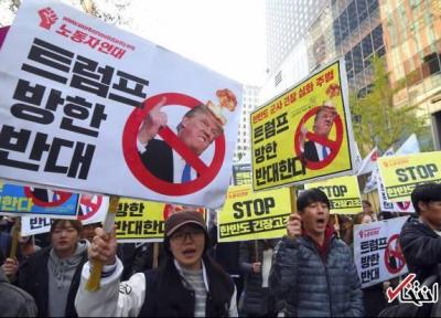 عکس، اعتراض مردم کره جنوبی به سفر ترامپ به کشورشان